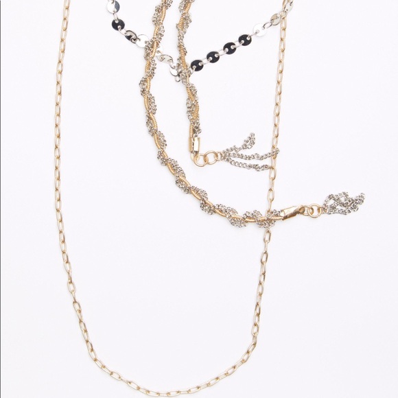 Free People Silver/Gold Tasseled Layered Necklace - Picture 8 of 8